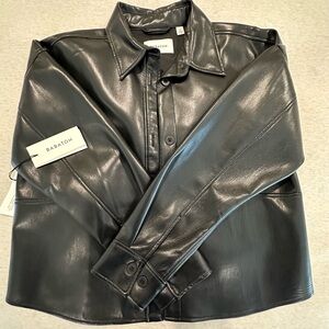 Aritizia Cropped Faux Leather Shirt